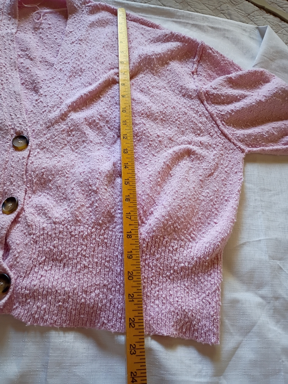 Free  People Oversize  Pink Textured Button-Front Cardigan Size M - Picture 9 of 15